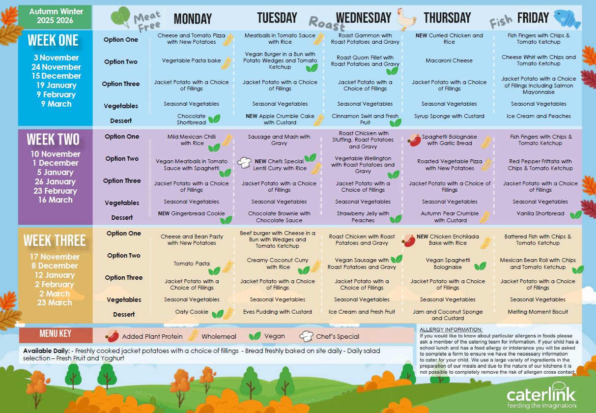 Autumn Winter 25 26 Caterlink Menu